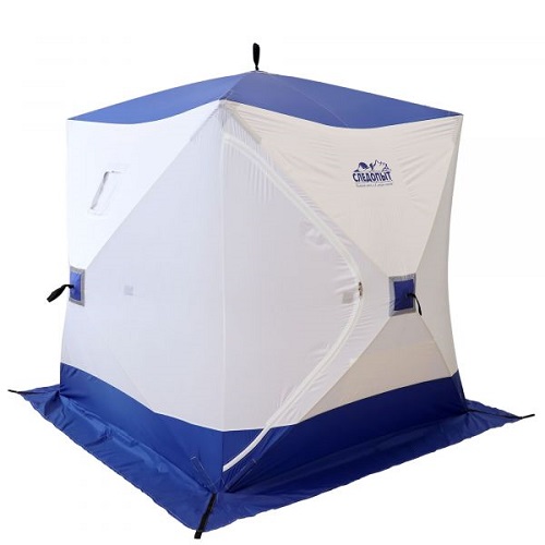 Палатка зимняя куб СЛЕДОПЫТ 1,8 х1,8 м, Oxford 240D PU 2000, 3-местная, цв. бело-синий